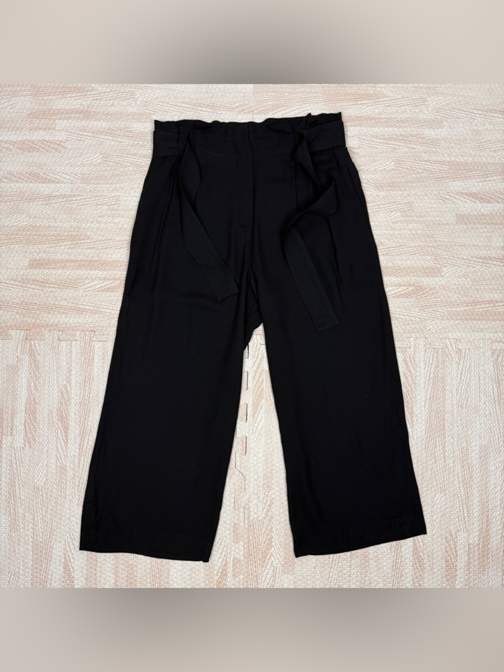 A.L.C Women’s Size 8 Paperbag Waist Wide Leg Pants Black Viscose Tie Front